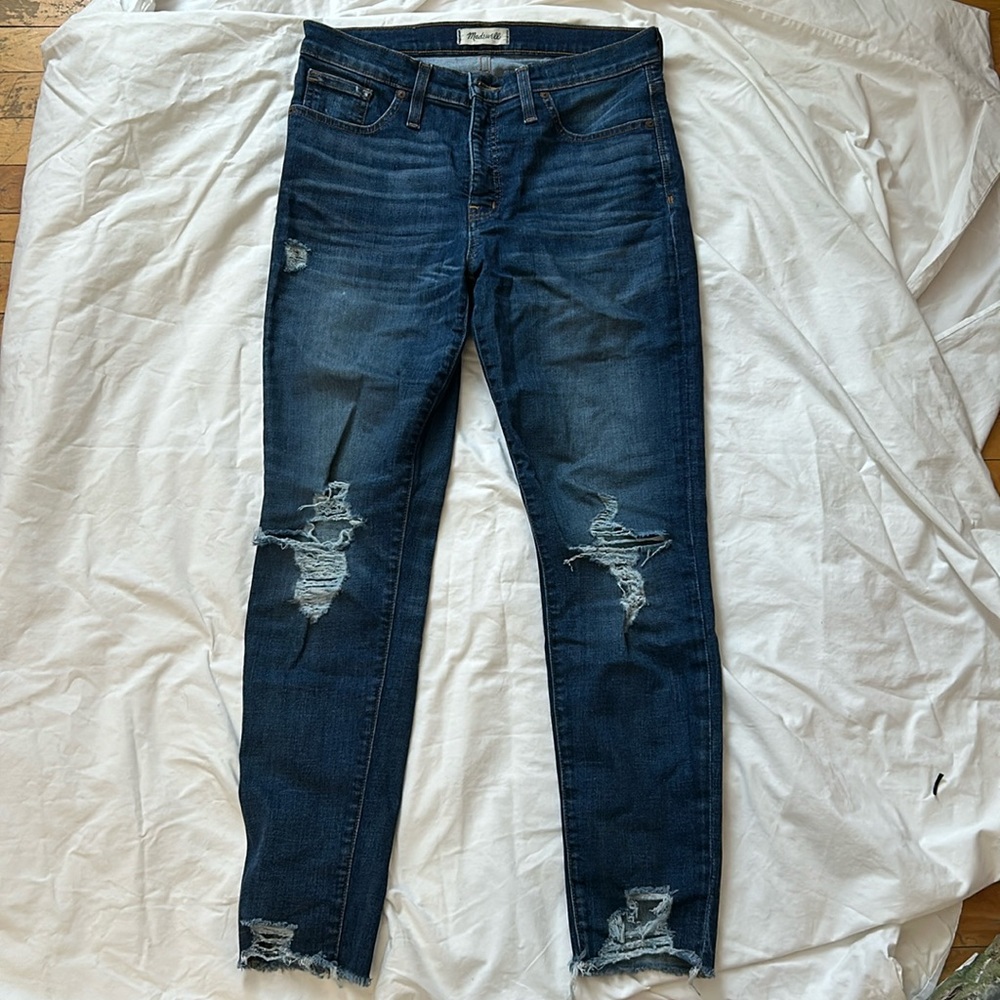 Madewell high rise distressed skinny jeans, size 29